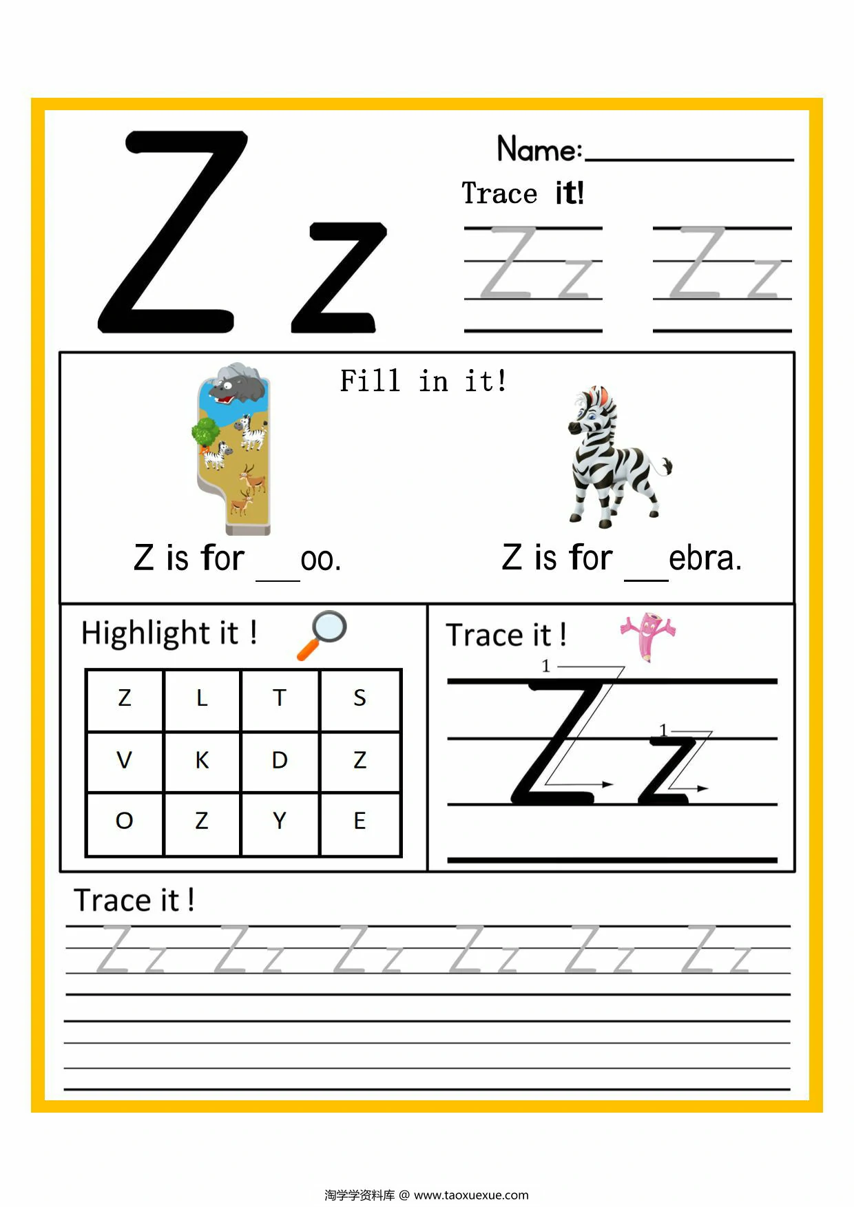 图片[4]-26个字母启蒙练习，26页PDF电子版-淘学学资料库