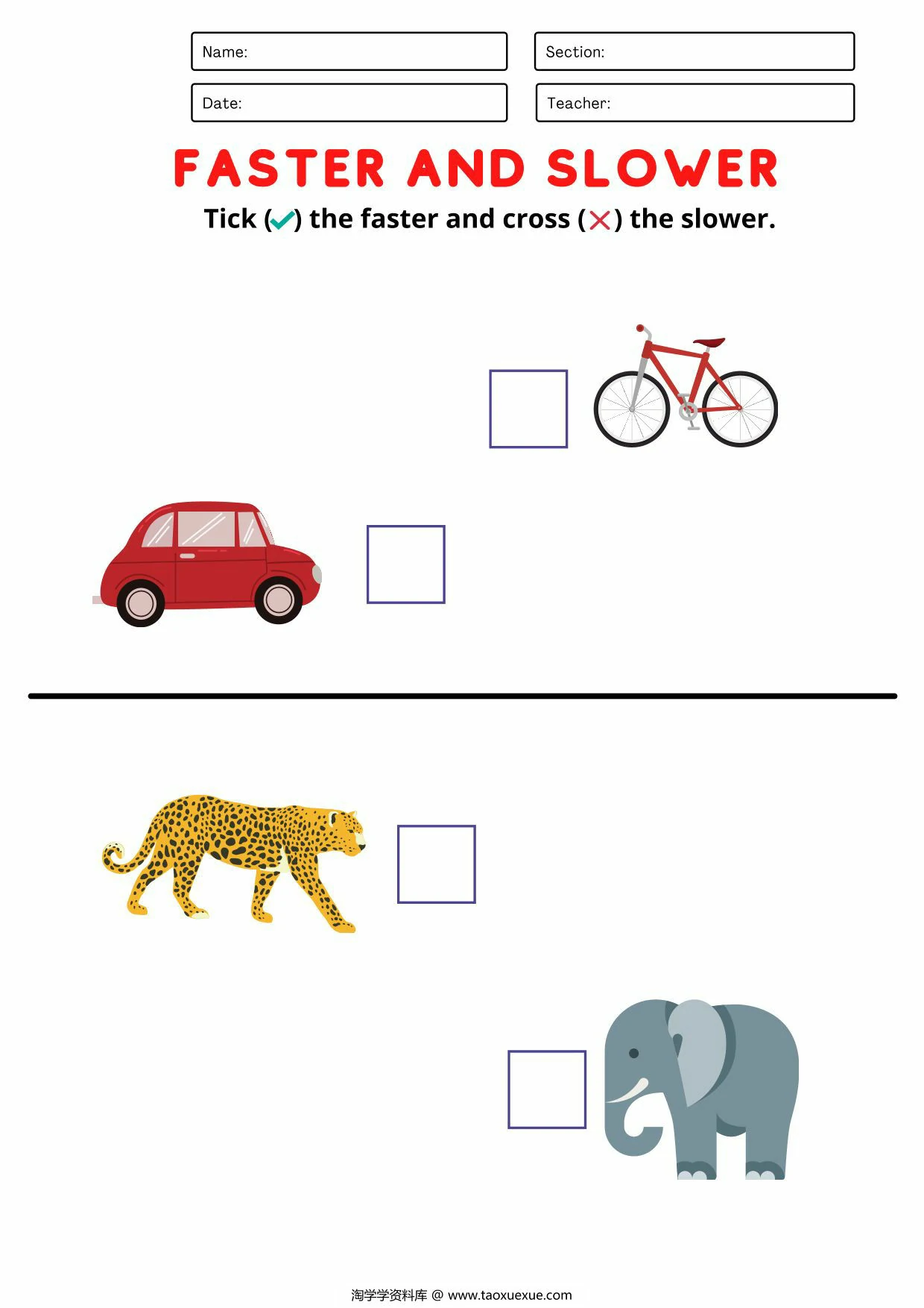 图片[1]-Fast and slow worksheet，8页PDF电子版-淘学学资料库