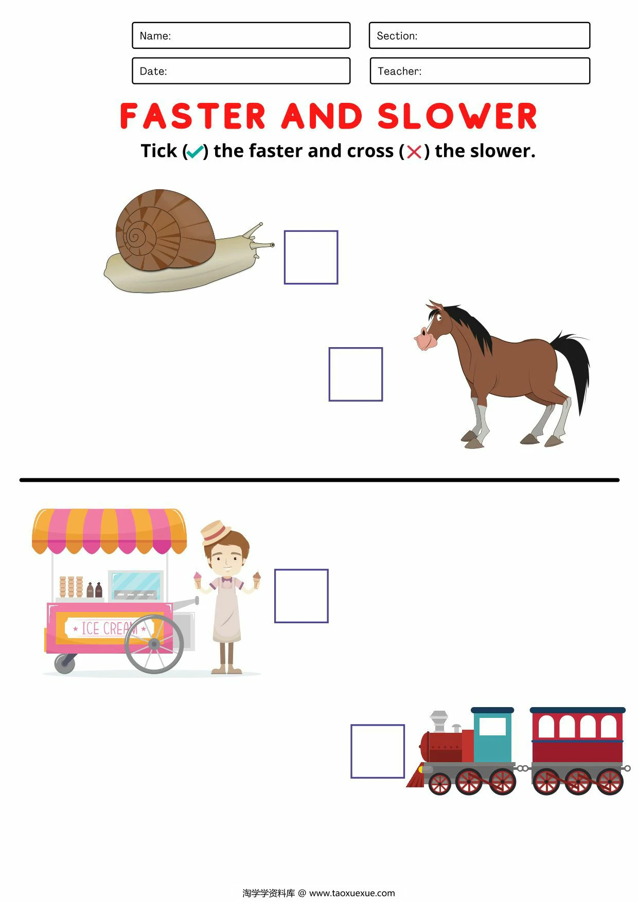 图片[2]-Fast and slow worksheet，8页PDF电子版-淘学学资料库