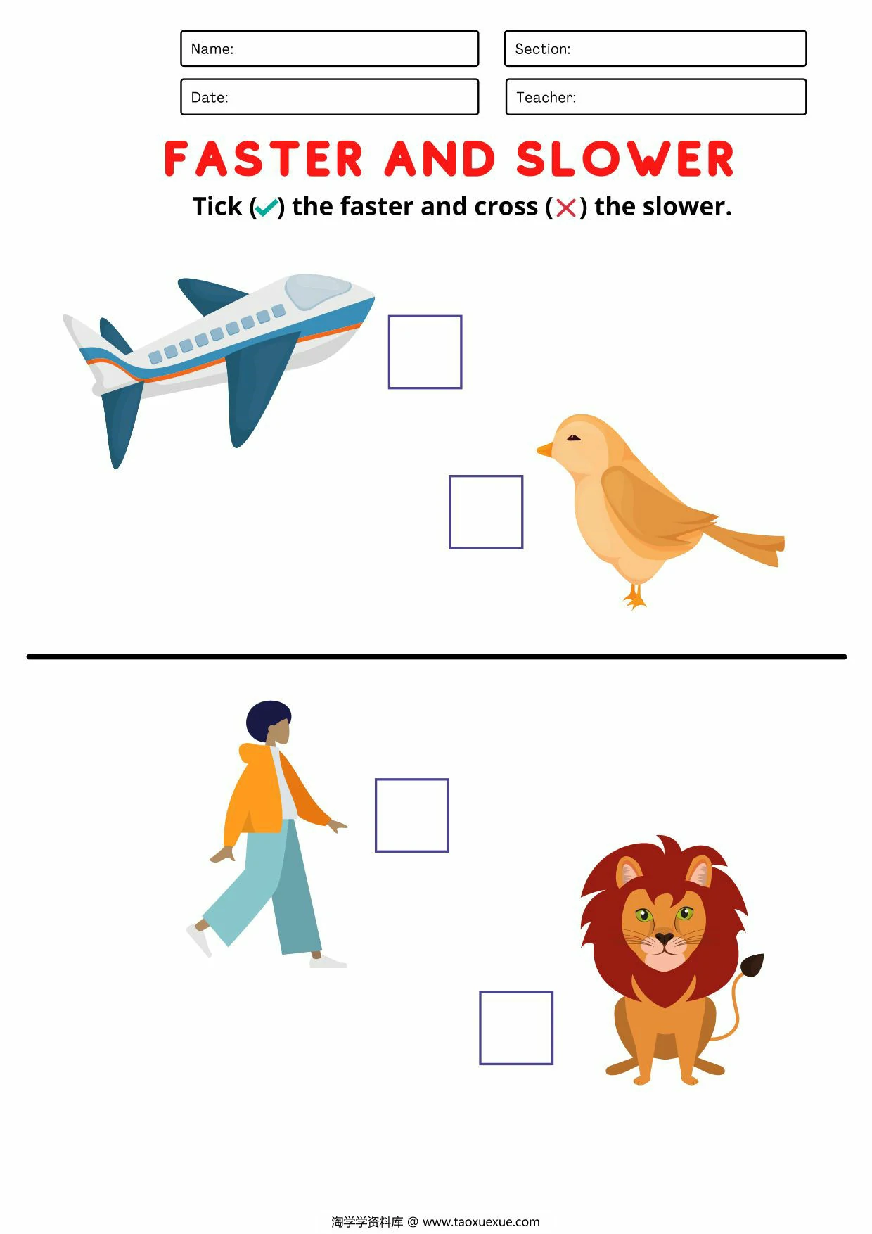 图片[3]-Fast and slow worksheet，8页PDF电子版-淘学学资料库
