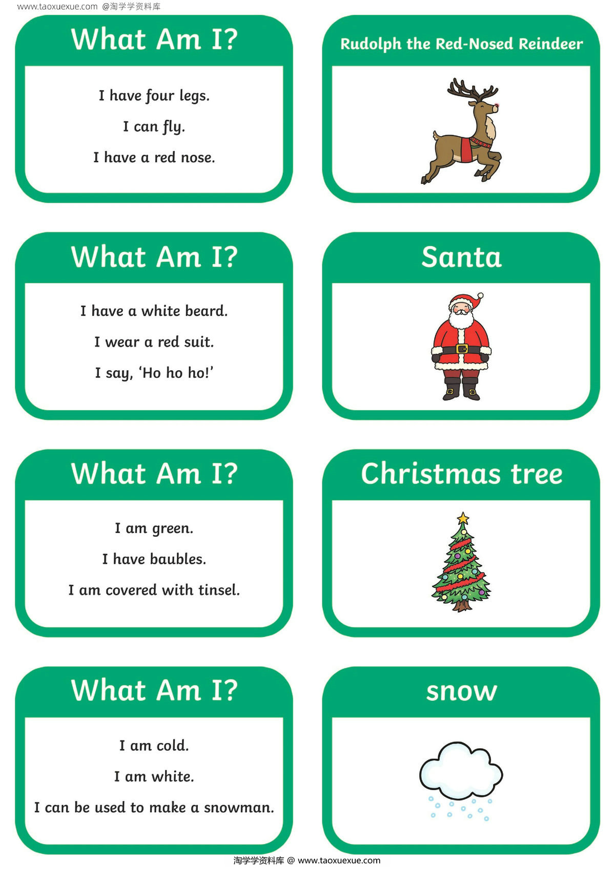 图片[1]-What-Am-I-Christmas-Guessing-Game，4页PDF电子版-淘学学资料库
