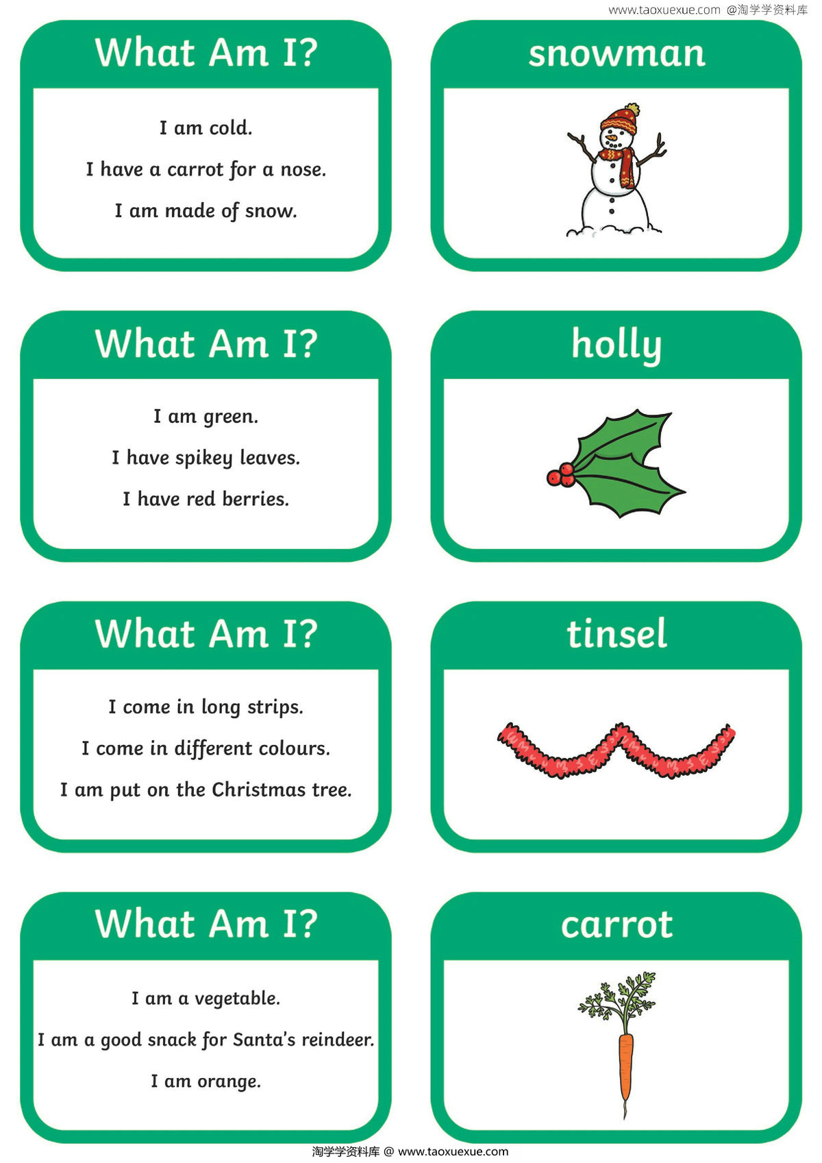 图片[2]-What-Am-I-Christmas-Guessing-Game，4页PDF电子版-淘学学资料库