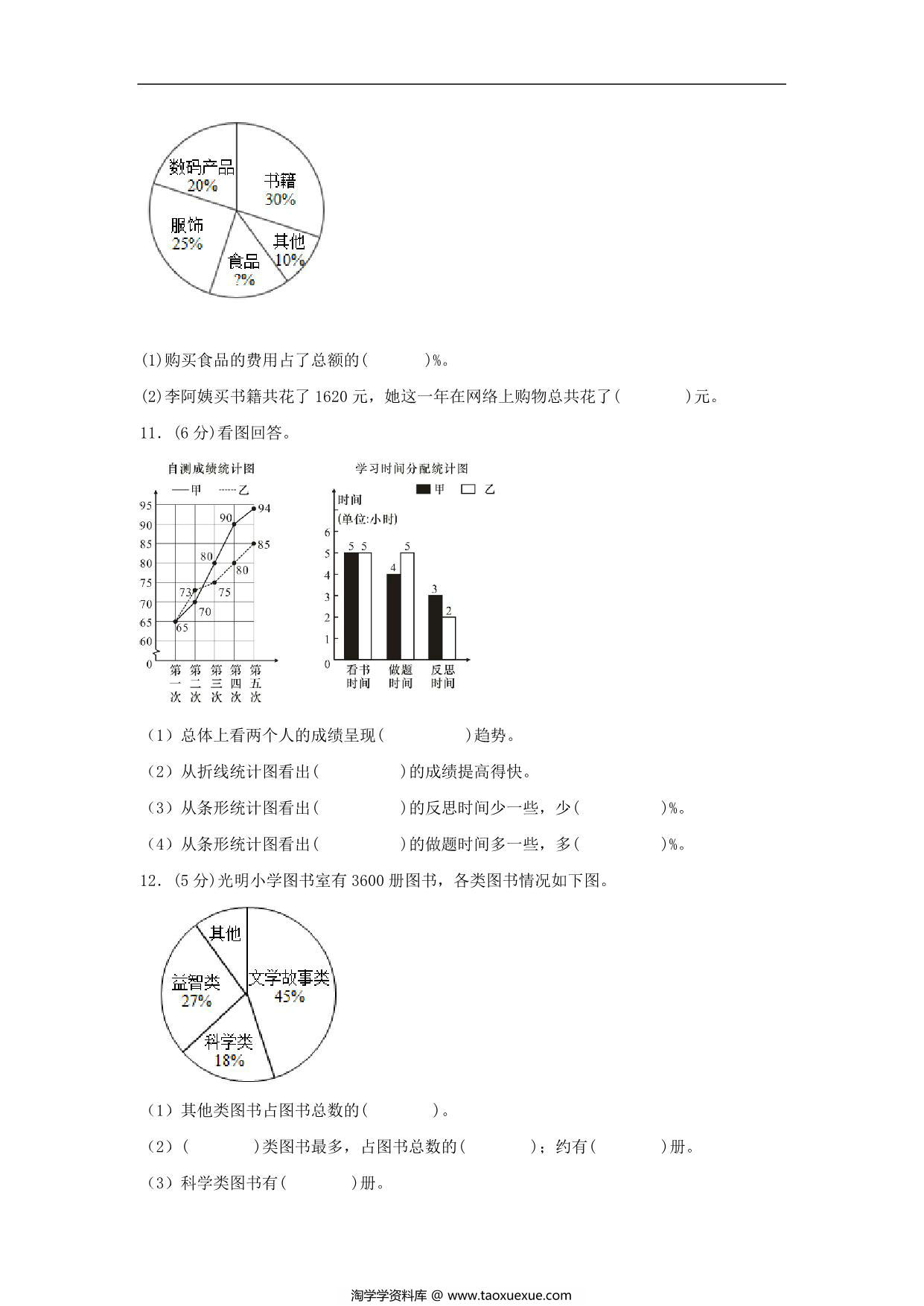 图片[3]-【单元AB卷】六年级上册数学分层训练B卷-第五单元 数据处理（单元测试） （北师大版），17页PDF电子版-淘学学资料库