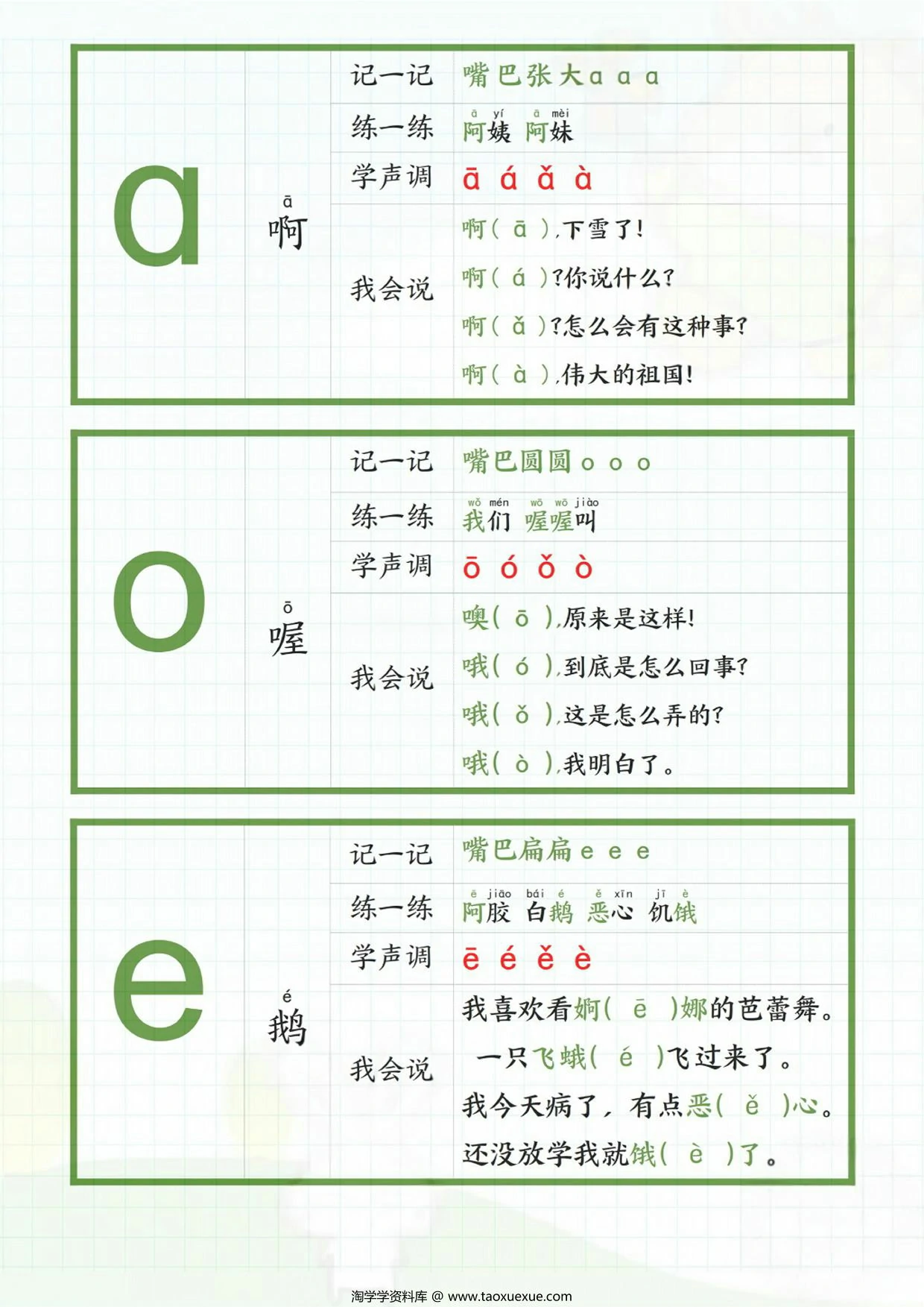 图片[1]-一年级上册拼音贴，16页PDF电子版-淘学学资料库