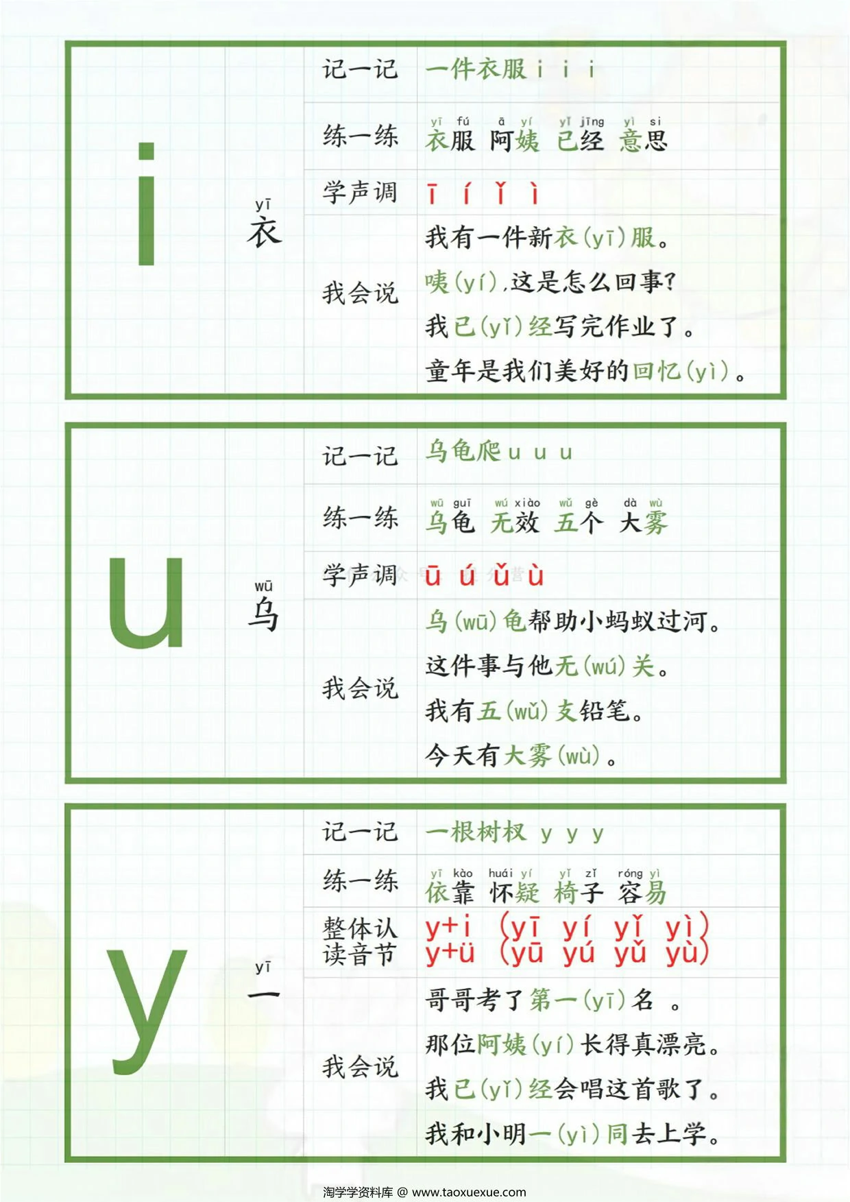 图片[2]-一年级上册拼音贴，16页PDF电子版-淘学学资料库