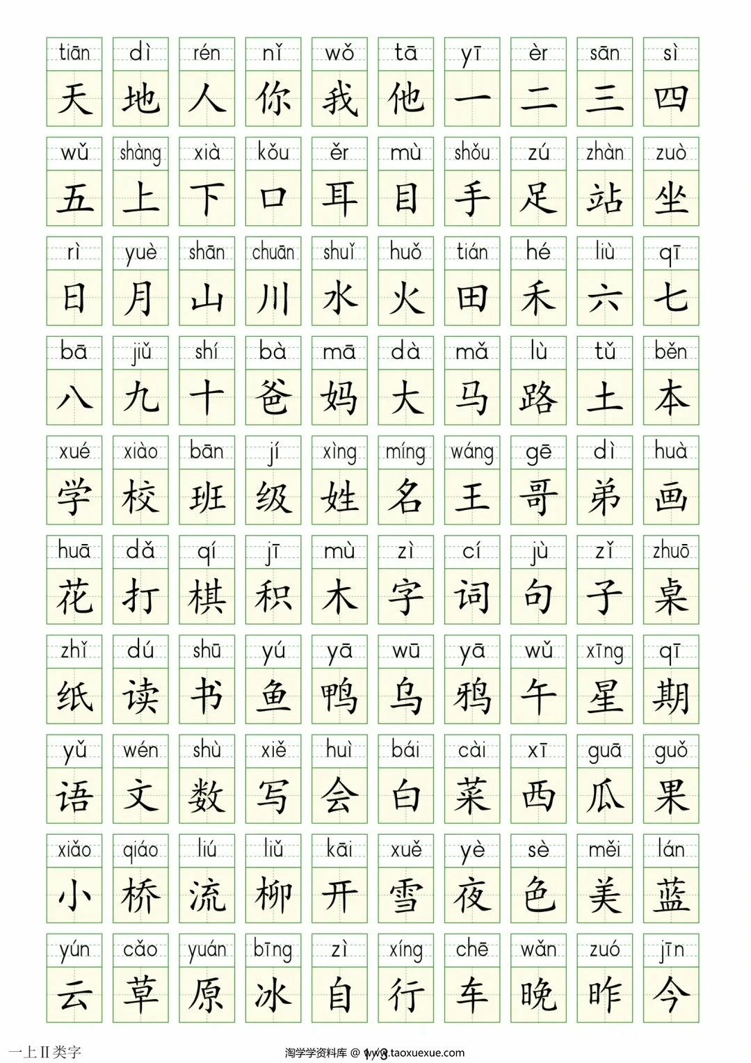 图片[2]-一年级上册生字表+识字+笔画+偏旁表，6页PDF电子版-淘学学资料库
