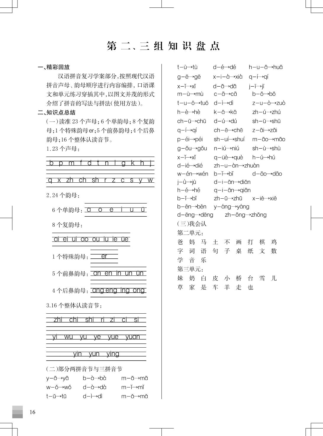 图片[2]-一年级上册语文1-8单元 知识重点清单，7页PDF电子版-淘学学资料库