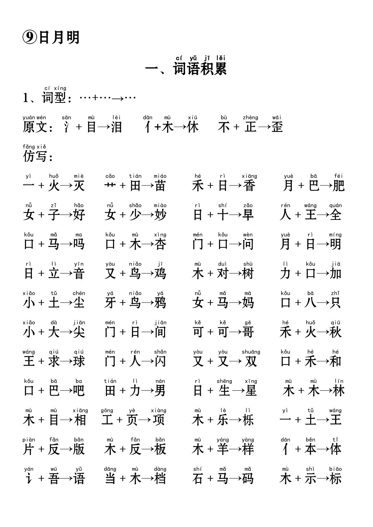 图片[4]-一年级语文上册课文重点知识总结，28页PDF可打印-淘学学资料库