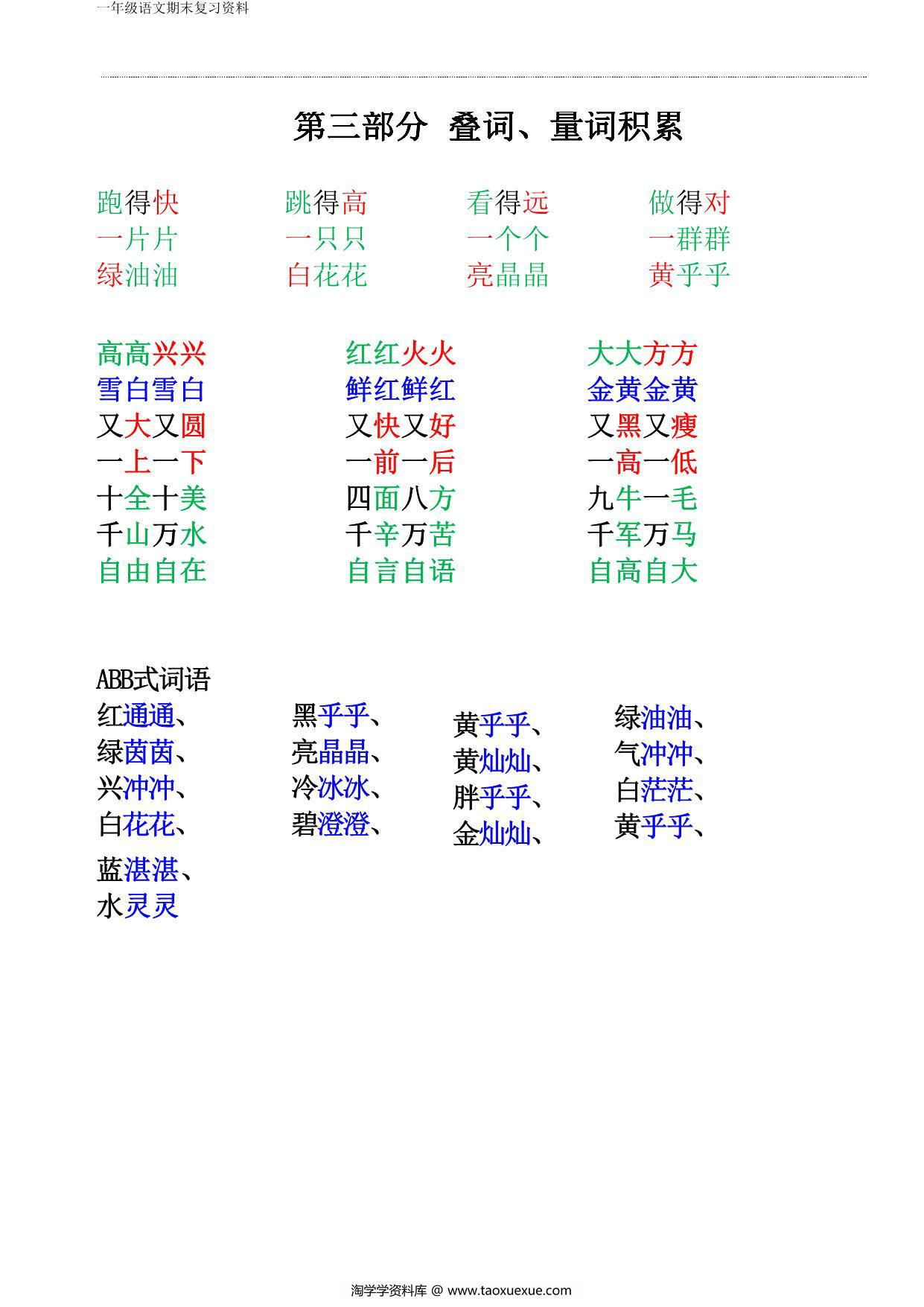 图片[4]-一年级语文下册期末复习资料八大项合集，35页PDF-淘学学资料库