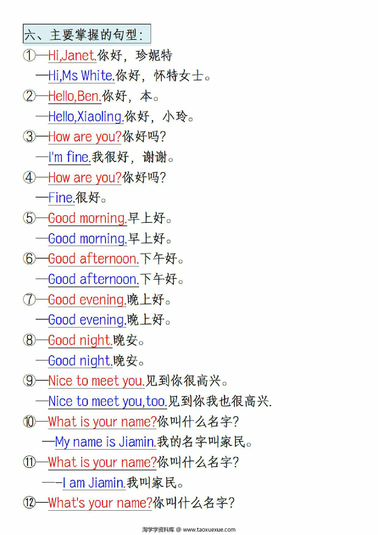 图片[3]-三年级上册英语开学必背知识总结，8页PDF电子版-淘学学资料库