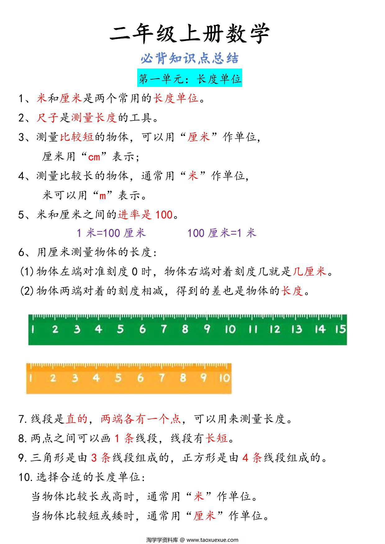 图片[3]-二年级上册数学必背公式汇总（人教版），8页PDF可打印-淘学学资料库