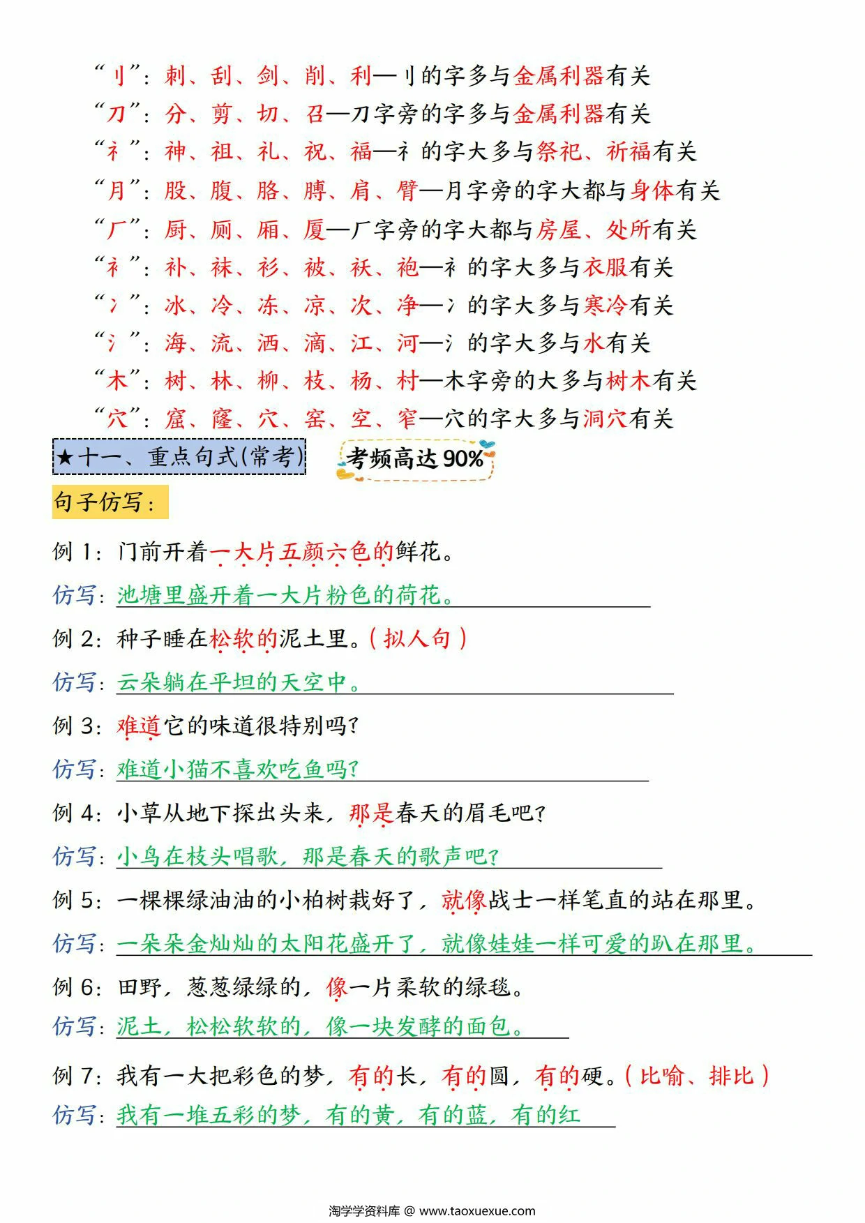 图片[3]-二年级下册语文期末复习高频考点总结，8页PDF电子版-淘学学资料库