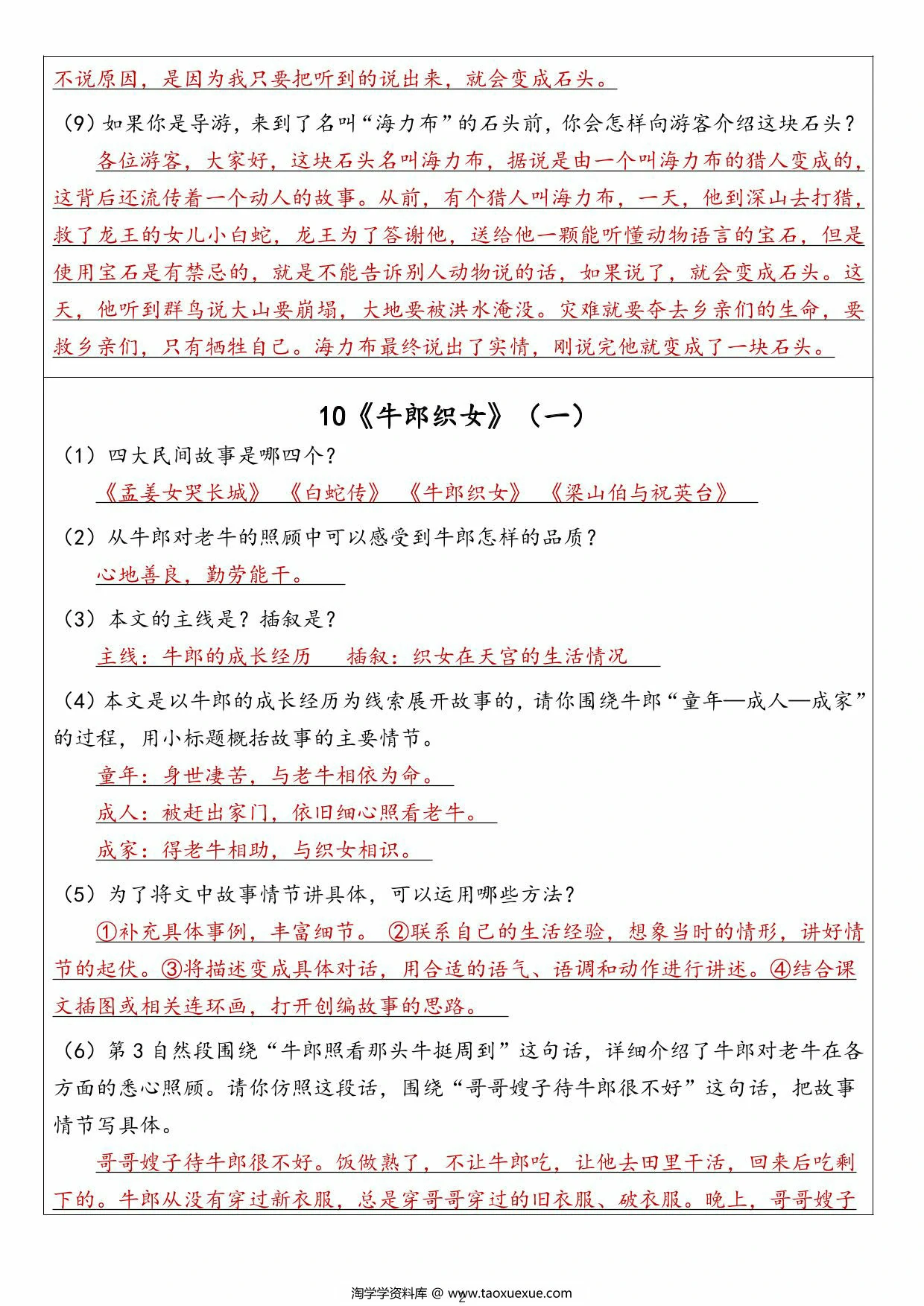 图片[2]-五年级上册每课问答题汇总（第三单元），4页PDF可打印-淘学学资料库