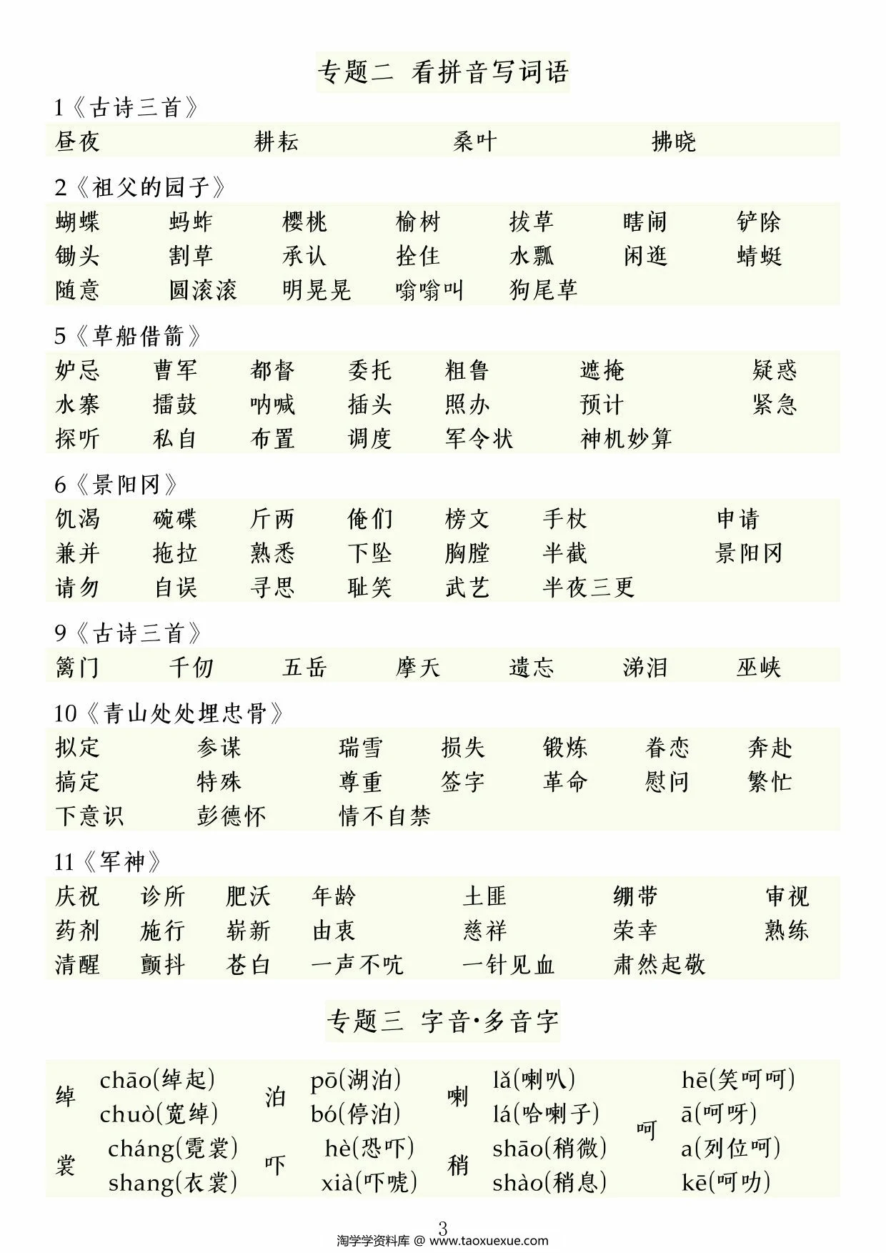 图片[2]-五年级下册语文期中复习重点知识汇总八大专题，14页PDF电子版-淘学学资料库