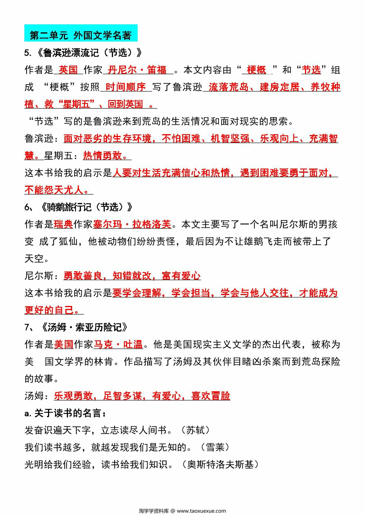 图片[2]-六年级下册语文期中重点知识点梳理，11页PDF电子版-淘学学资料库