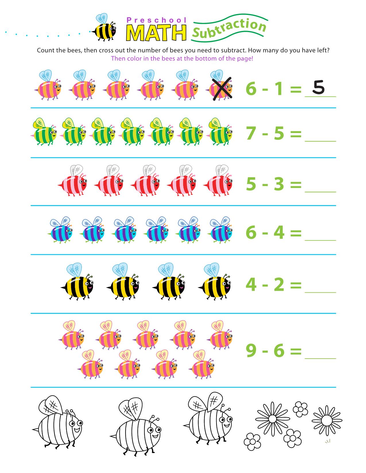 图片[1]-卡通加减法启蒙subtraction-action，24页PDF-淘学学资料库