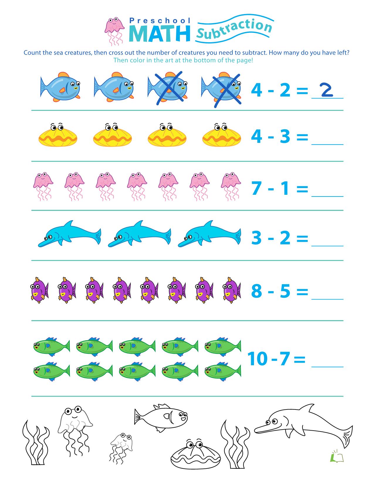 图片[2]-卡通加减法启蒙subtraction-action，24页PDF-淘学学资料库