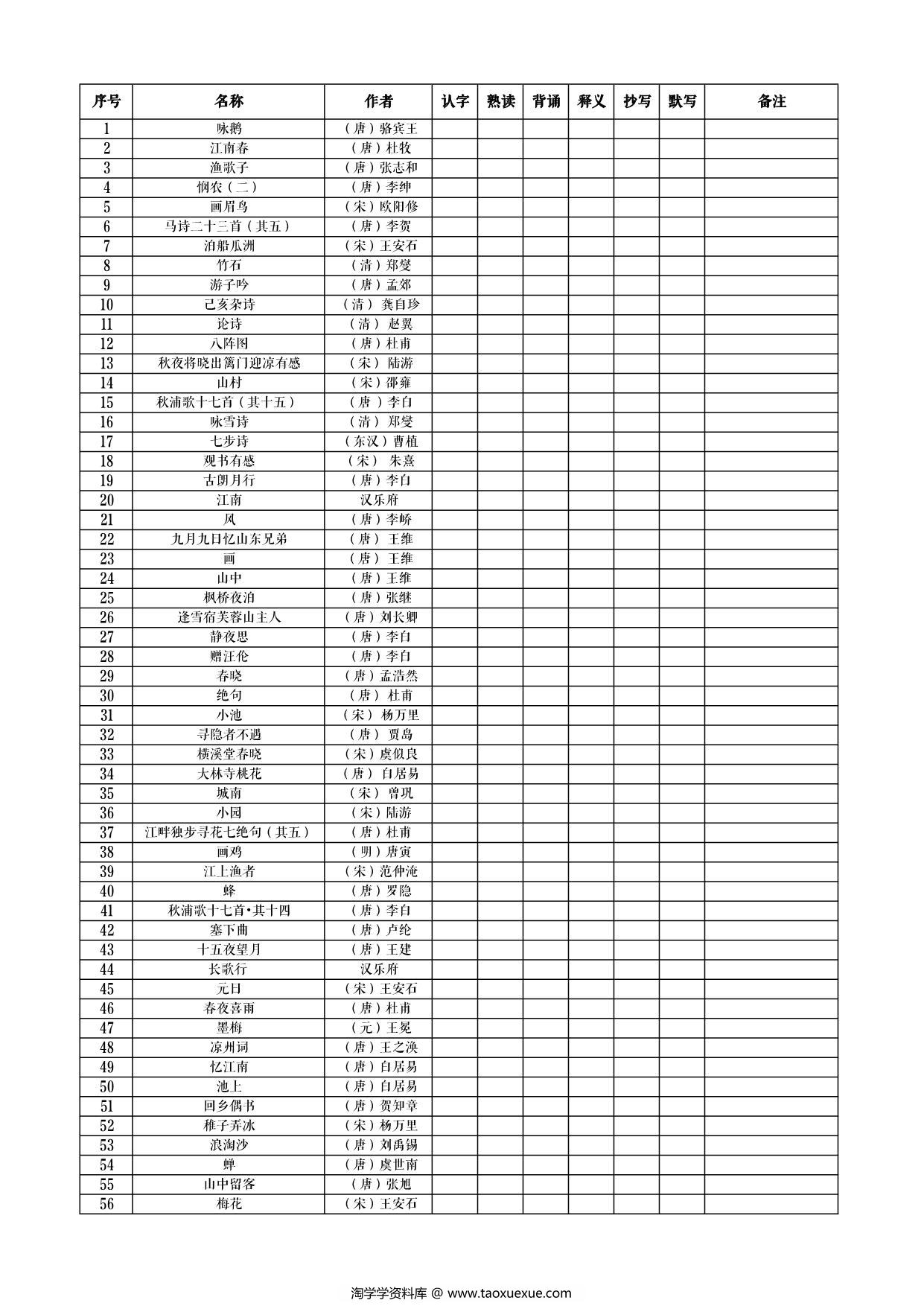 图片[1]-古诗300首-大字版（目录，记忆曲线，一页一首大字），326页PDF电子版-淘学学资料库
