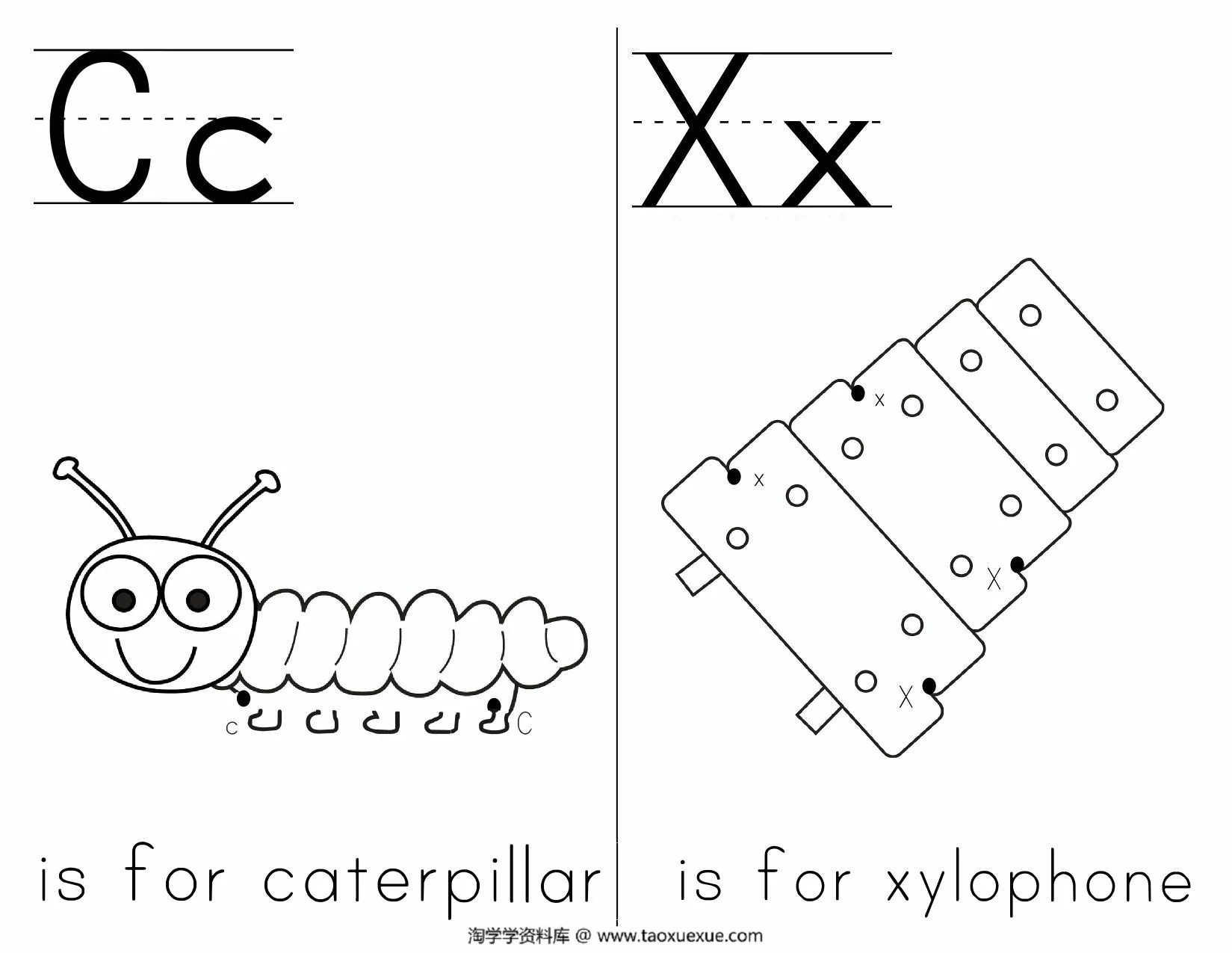 图片[3]-字母顺序连线涂色画，14页PDF电子版-淘学学资料库