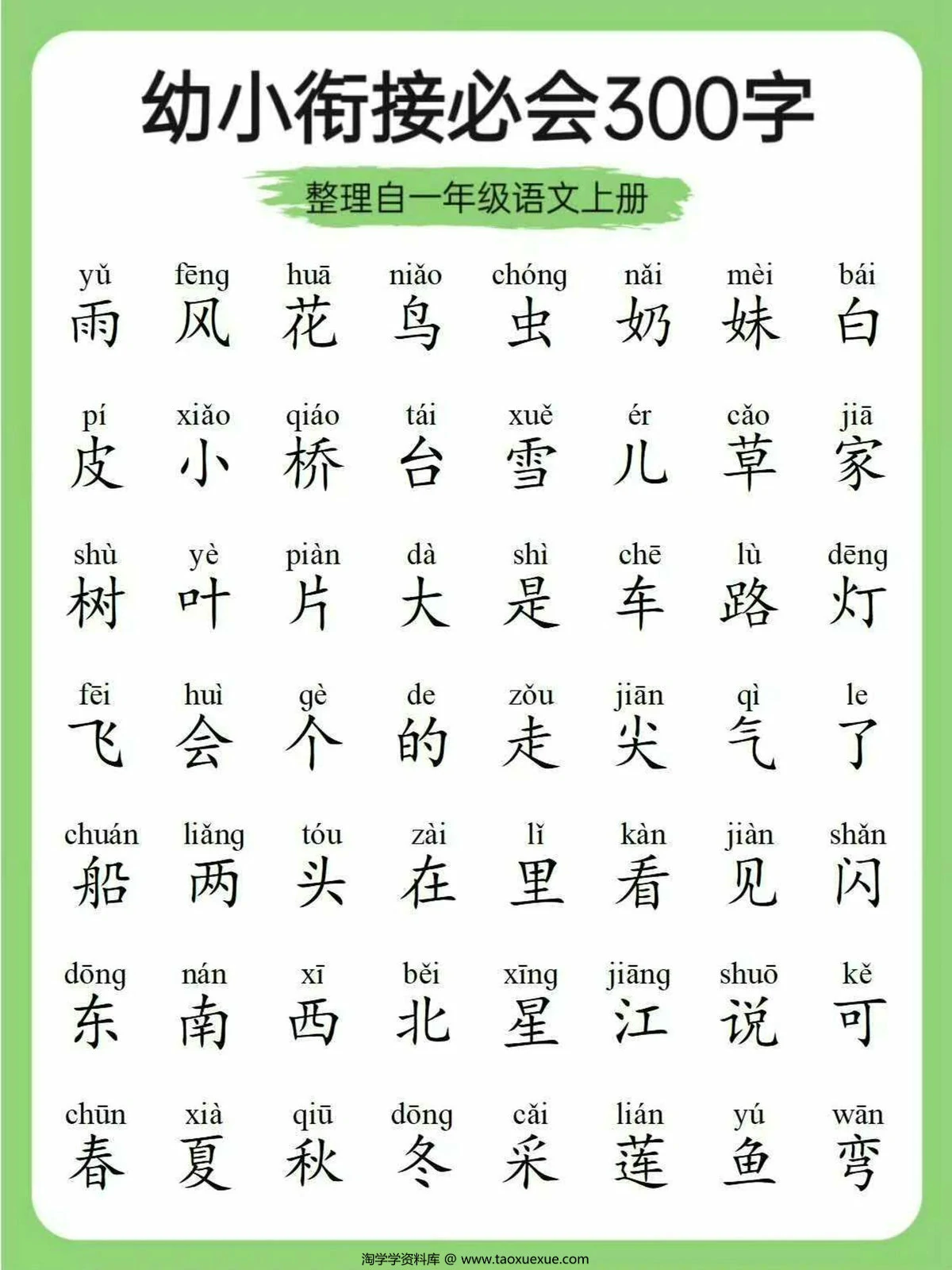图片[2]-幼小衔接必会300字，6页PDF可打印-淘学学资料库