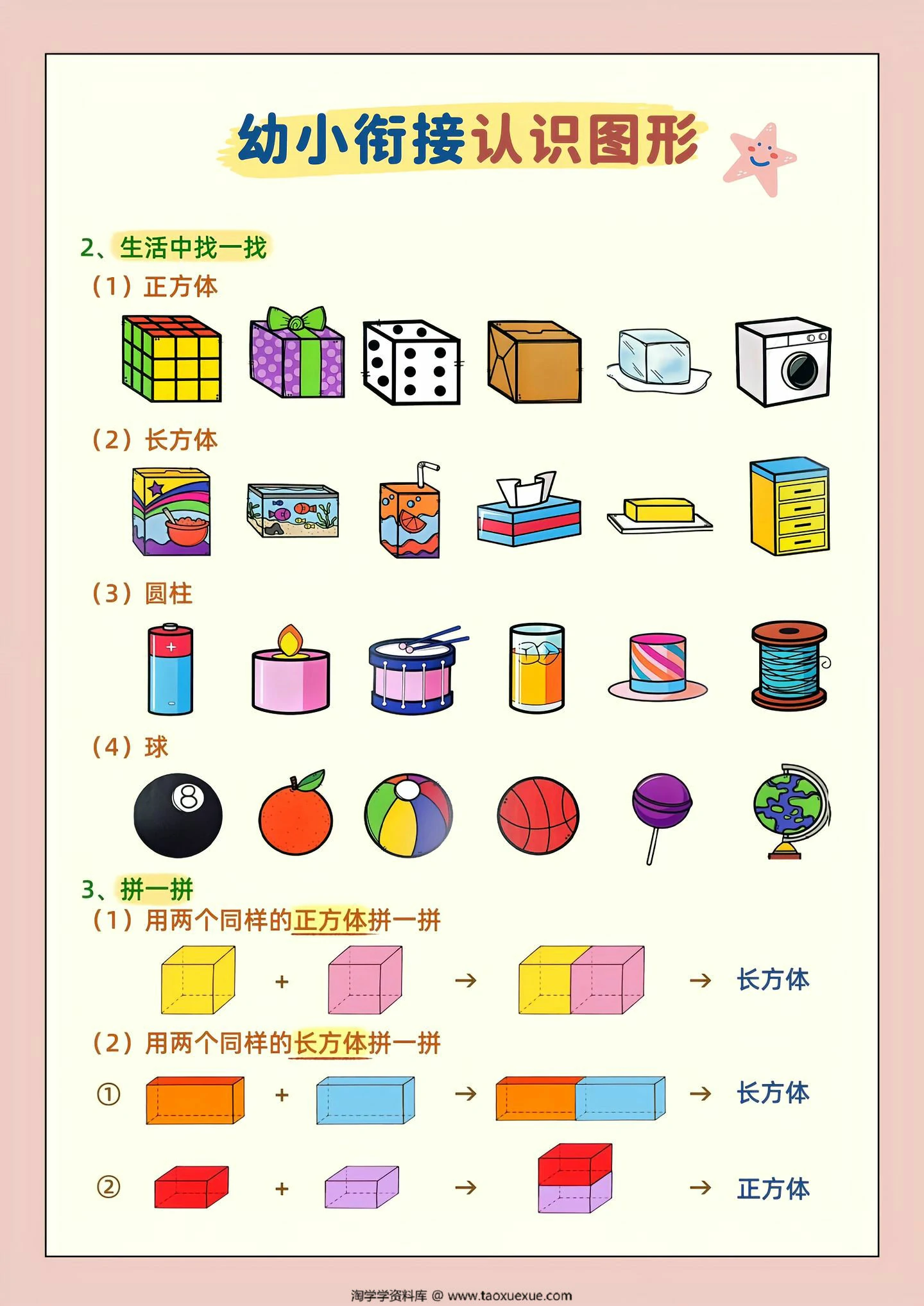 图片[3]-幼小衔接认识图形（平面图形+立体图形），4页PDF电子版-淘学学资料库