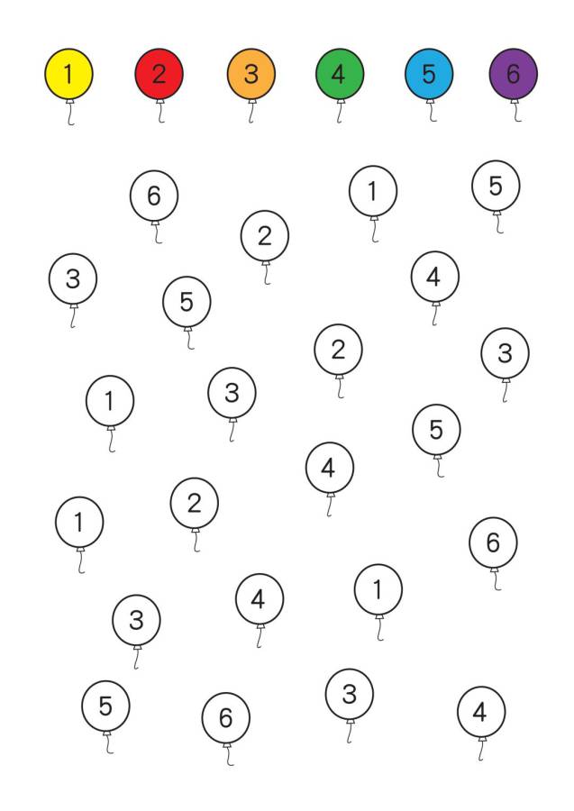 图片[2]-彩色数字气球，幼儿专注力训练，电子版PDF打印，百度网盘下载-淘学学资料库
