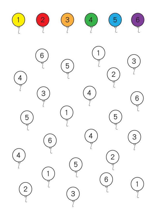 图片[1]-彩色数字气球，幼儿专注力训练，电子版PDF打印，百度网盘下载-淘学学资料库